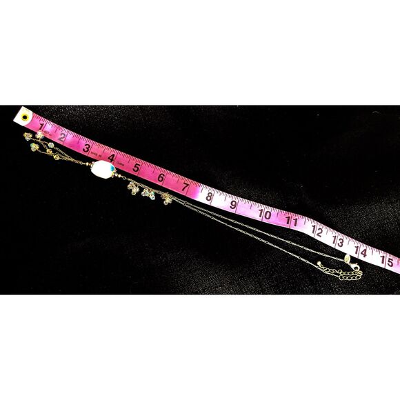 14 Inch Milk Glass and Aurora Borealis Vintage Style Necklace by Lia Sophia - Picture 8 of 8